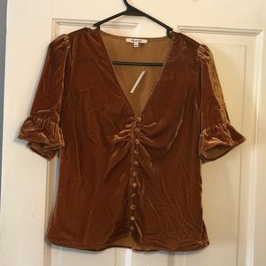 Madewell Velvet Button Up Top NWT